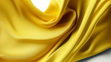 Realistic Yellow Silk Fabric Pattern Background. photo