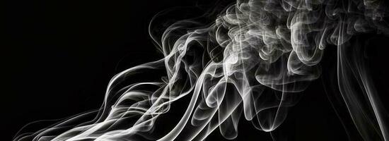 Abstract White Smoke Motion Against Black Background. photo