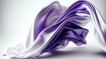 Pastel Purple And White Realistic Silk or Satin Fabric Isolated Background. photo