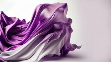 Realistic Silk Fabric Background In Purple And White Color. photo