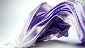 Pastel Purple And White Realistic Silk or Satin Fabric Background. photo