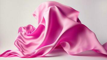 Soft Pink Folded Satin Fabric Background. Realistic. photo