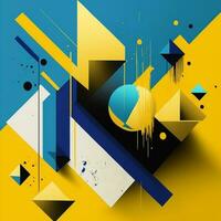 Abstract Art Background With Geometric Elements In Blue And Yellow Color. Sports Concept. photo