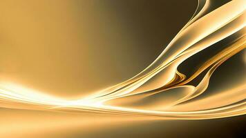 Abstract Golden Fluid Wave Motion Background With Lighting. photo