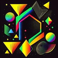 Colorful Abstract Geometric Elements Decorated Background. photo