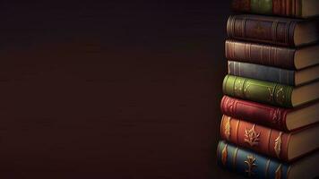 3D Render of Vintage Books Stack On Brown Background And Copy Space. photo