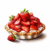 Strawberry pie white background. photo