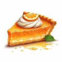 Orange fruit pie white background. photo