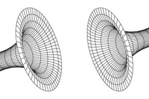 agujero de gusano geométrico cuadrícula estructura metálica túnel plano estilo diseño vector ilustración.