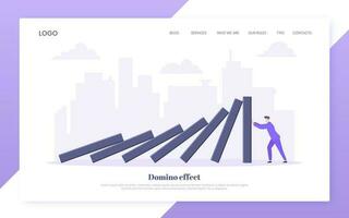 Domino effect business resilience metaphor vector illustration concept.