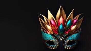 3D Render of Colorful Carnival Mask On Black Background. photo