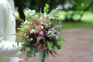 Bride green flowers bouquet, bridal wedding flowers photo