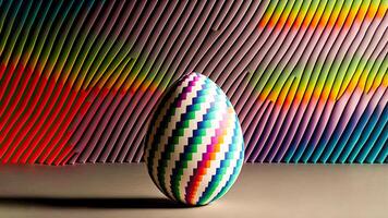 3D Render of Gradient Wavy Egg And Copy Space. Happy Easter Concept. photo