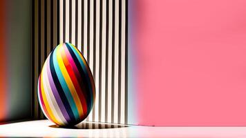 3D Render of Colorful Wavy Egg And Copy Space. Easter Concept. photo