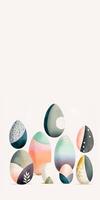 Flat Style Easter Colorful Easter Egg And Copy Space. Easter Day Concept. photo