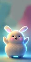 3D Render of Existed Rabbit Or Bunny Character Standing On Shiny Gradient Background And Copy Space. photo