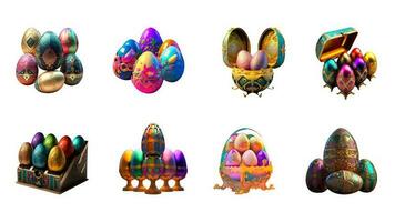 3D Render of Different Presenting Easter Egg Element. photo