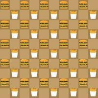 burger and french fries fast food seamless pattern design vector illustration