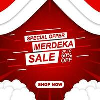 Social media post and banner sale, advertising special discount on indonesia independence day, vector design