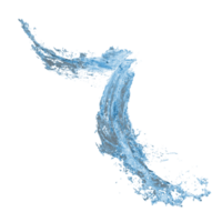 Blue water splash ripples and spiral isolated on transparent. Dynamic motion of fluid. Realistic pure liquid elements for drink, beverage, cleaning products advertising. 3d rendering illustration. png