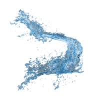 azul agua chapoteo ondas y espiral aislado en transparente. dinámica movimiento de líquido. realista puro líquido elementos para beber, bebida, limpieza productos publicidad. 3d representación ilustración. png