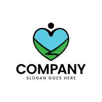 design modern business logo farm, with love shape, fun, humanity, vector template illustration