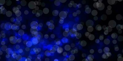 Dark BLUE vector background with circles.
