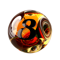 Nummer 8 3d golden acht. generativ ai png