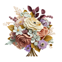 Beautiful Bouquet Of Flowers In Water Colors Style. png