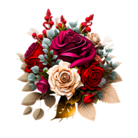 Beautiful Natural Red Rose Flowers Bouquet. png