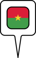 Burkina Faso flag Map pointer icon, square design. png