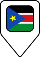 South Sudan flag map pin navigation icon, square design. png