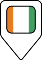 Cote d Ivoire flag map pin navigation icon, square design. png