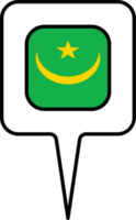 Mauritania flag Map pointer icon, square design. png