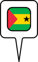 Sao Tome and Principe flag Map pointer icon, square design. png