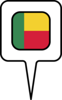 Benin Flagge Karte Zeiger Symbol, Platz Design. png