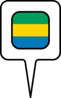 Gabon flag Map pointer icon, square design. png