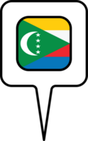 comores drapeau carte aiguille icône, carré conception. png