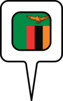 Zambia flag Map pointer icon, square design. png