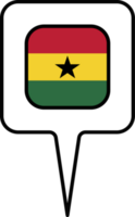 Ghana flag Map pointer icon, square design. png