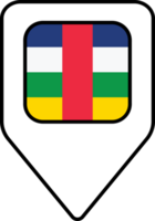 Central African flag map pin navigation icon, square design. png