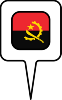 Angola vlag kaart wijzer icoon, plein ontwerp. png