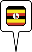 Uganda Flagge Karte Zeiger Symbol, Platz Design. png