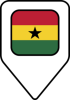 Ghana flag map pin navigation icon, square design. png