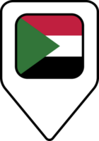 Sudan flag map pin navigation icon, square design. png