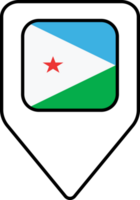 Dschibuti Flagge Karte Stift Navigation Symbol, Platz Design. png