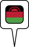 Malawi vlag kaart wijzer icoon, plein ontwerp. png