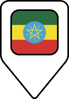 Ethiopia flag map pin navigation icon, square design. png