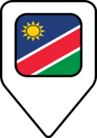 Namibia flag map pin navigation icon, square design. png