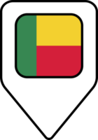 Benin flag map pin navigation icon, square design. png